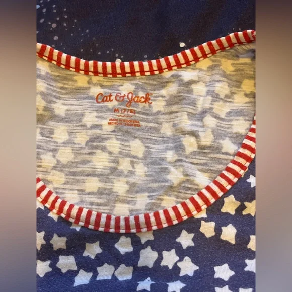 Girls Sz M(7/8) Cat & Jack Star Print Romper with Red Stripe Trim - Picture 7 of 7